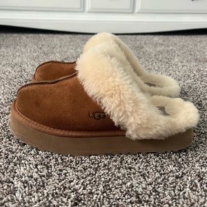 UGG Women's Disquette Platform Sheepskin & Suede Slippers